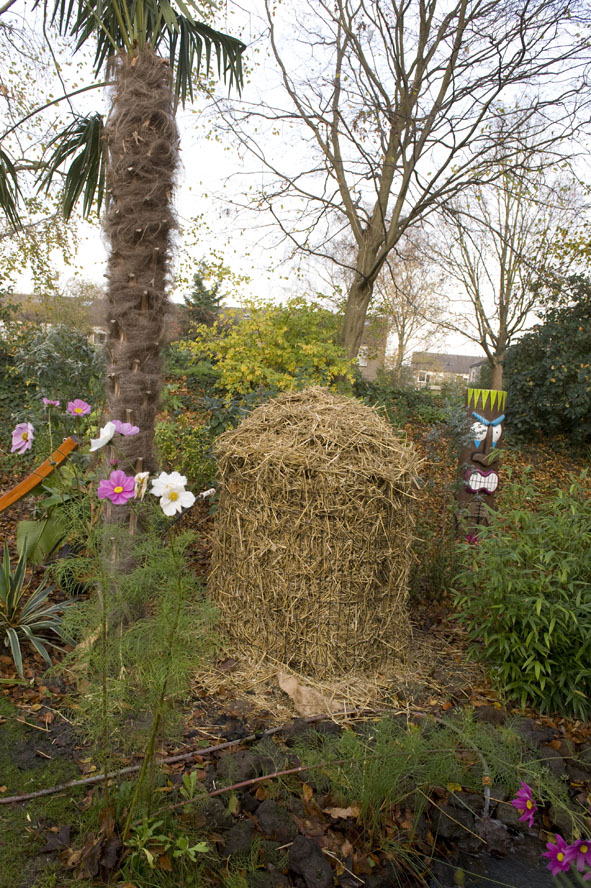 20 nov musa basjoo in een frame van gaas, met daarom heen stro.jpg